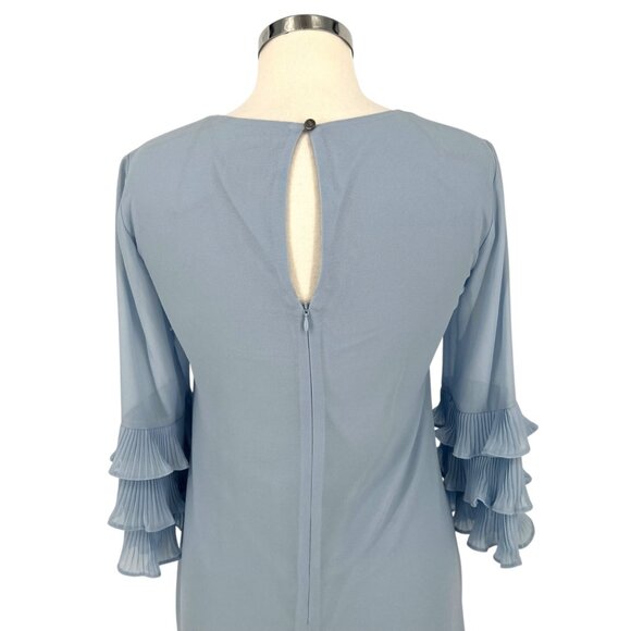 Vince Camuto Ruffle Sleeve Shift Dress Keyhole Back Light Blue Size 2 - Picture 7 of 11